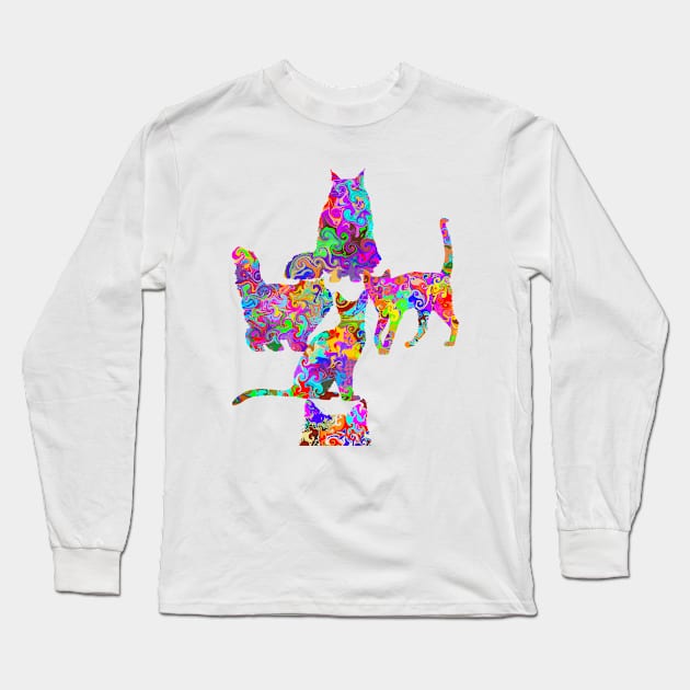 Collection of Colorful Cats Long Sleeve T-Shirt by missdebi27